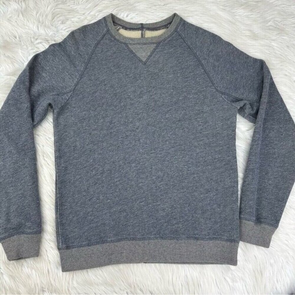 Life After Denim Mens Heathered Navy Blue Raglan Crewneck Sweatshirt Small